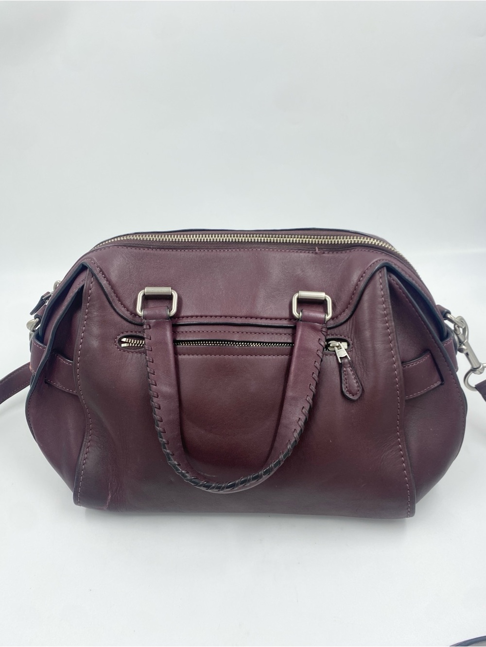 Coach Ace Glovetanned Leather Satchel Oxblood Maroon Purse Shoulder Handbag - Picture 8 of 14